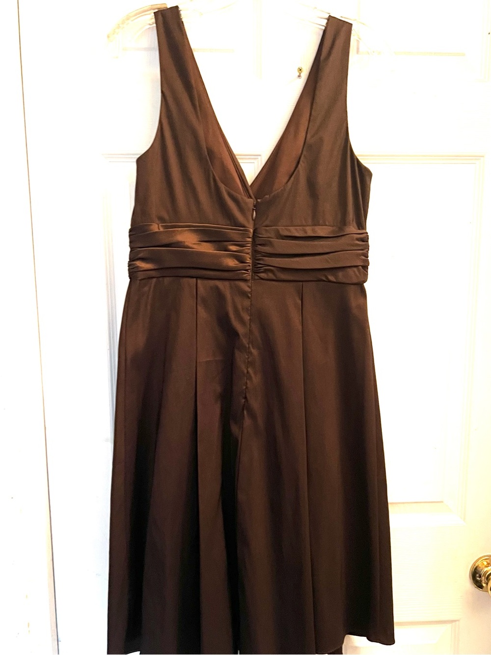 NW Nightway Y2K Brown Satin V-Neck Cocktail Dress 4 - Picture 7 of 8